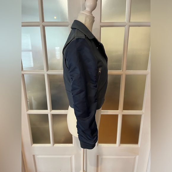 Sandro Women's Ruched Leather Biker Jacket - Picture 8 of 17